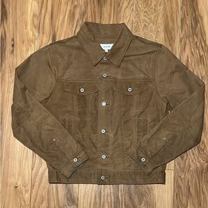 Gustin Brown Waxed Cotton Trucker Jacket, size M